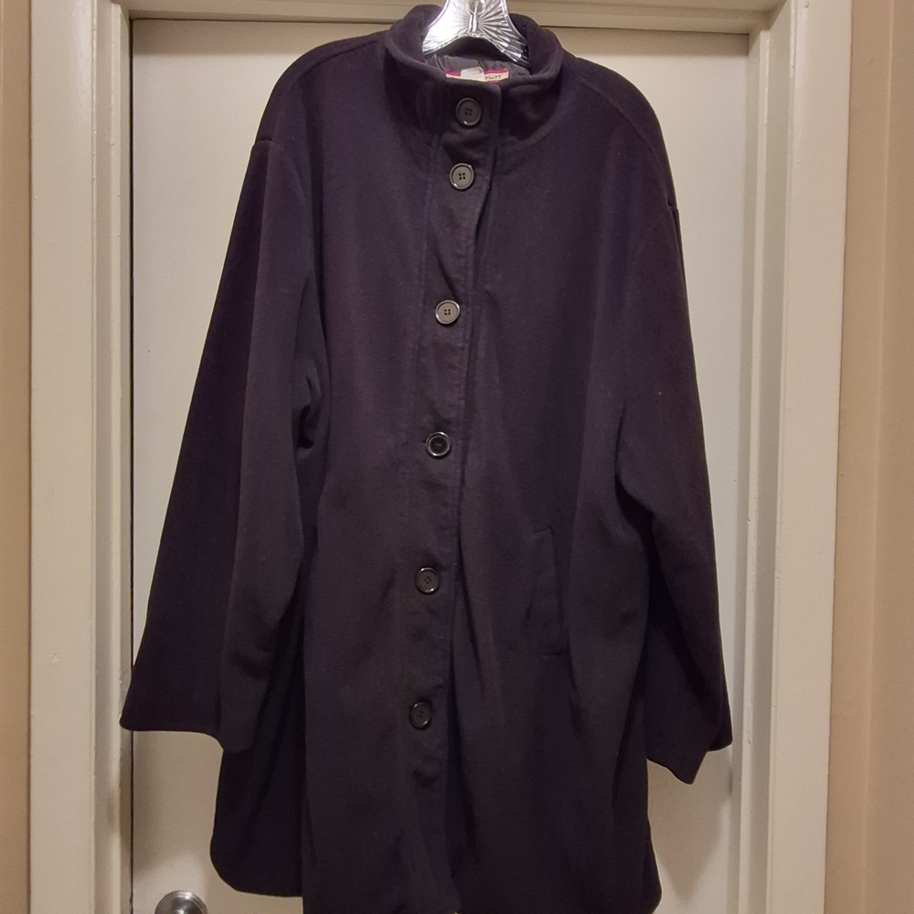 Elegant Black Button-Up Pea Coat